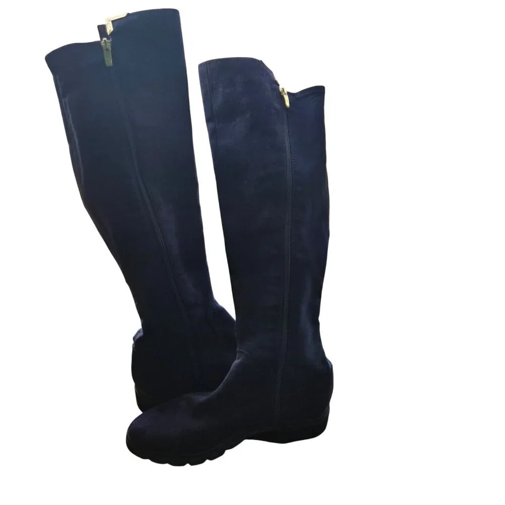 Marc Fisher Blue Faux Suede Stretch Back Over The Knee Boots Size 7.5
